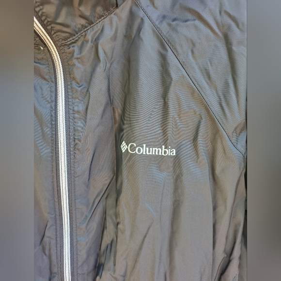 COLUMBIA Windbreaker Nylon Hooded Black Vented Switchback Rain Jacket Size XXL - Picture 3 of 11